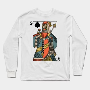 Character of Playing Card Queen of Spades Long Sleeve T-Shirt